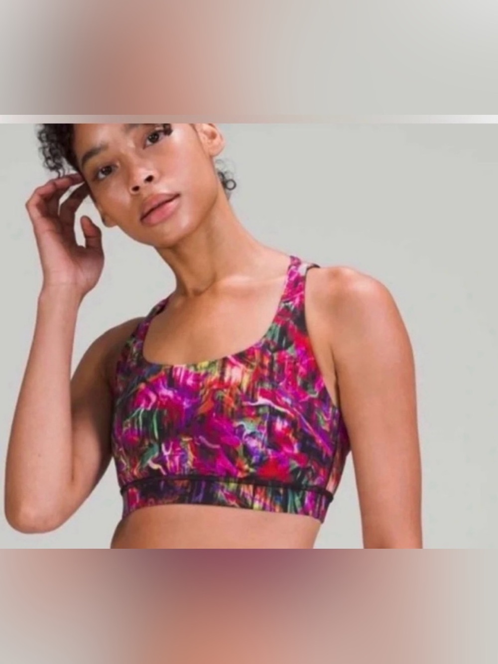 Lululemon Energy Bra *Medium Support, B–D Cups Hyper Flow Pink Multi Sz 10 Sport